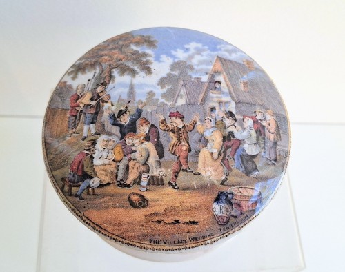 Victorian prattware pot lid - prattware,