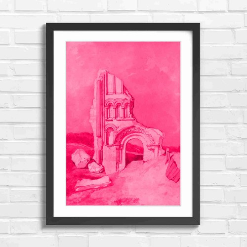 Ruined stone arch with - ruined,