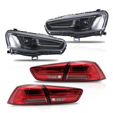 VLAND LED Headlights+Clear & Red Tail Lights For 2008-2020  Lancer w/ Sequential