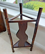 Antique Victorian bamboo corner stick stand, umbrella hall, dark scumbled