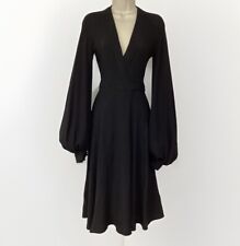 Vintage Ossie Clark Couture Black Moss Crepe Cuddly Dress UK 6-8 XS Midi 1972