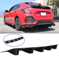 For Honda Civic Si Coupe Black Rear Bumper Diffuser Lip 5 Fins Spoiler Splitter