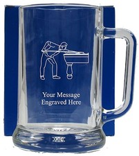 Personalised Snooker Pool Beer Glass Pint Tankard Free Gift Box GT8