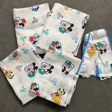 Vtg Dundee Disney Curtains w Tie Backs 63Lx41W Baby Mickey Minnie Goofy 4 Panels