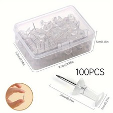 100PCS Clear Thumb Tacks Push