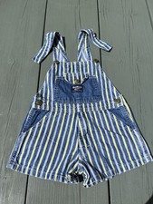 Vintage Kids Osh Kosh B’gosh Stripey Denim Shortalls Overalls Size 3T Blue 