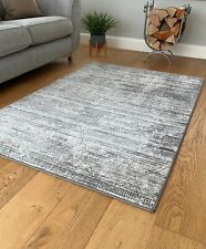 Vintage Traditional Distressed Faded Silver Grey Trellis Design Area Rug