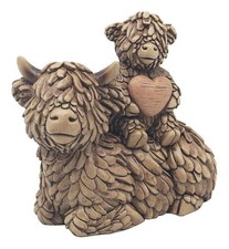Hughie Highland Cow and Calf Figurine Leonardo Collection