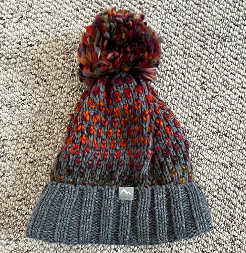 Grey colourblock knit bobble - knit,