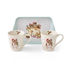 Wrendale Designs Royal Worcester Holly Jolly Christmas Mice Mug and Tray Set