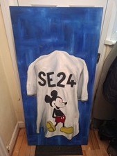 Oversized Kaws Style Mickey Mouse Street Art Hand Painted Canvas "SE24 Postcode"