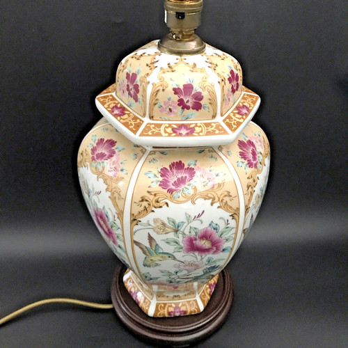 Chinese table lamp - chinese, floral