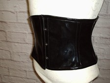 BNWT BLACK PVC WAIST CINCHER UNDERBUST CORSET BELT 24 IN WAIST SIZE 10 to 12