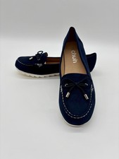 Schuh Navy Blue Faux Suede Moccasin Loafers - EU Size 41 / UK 8 - New