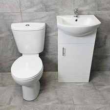 450mm Vanity Basin Sink Unit Set with Optional Toilet Cloakroom Suite White