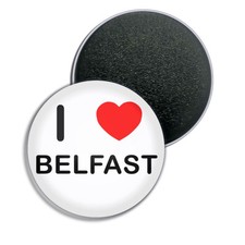 Belfast I Love Heart Fridge Magnet Button Badge (25, 55 or 77mm)