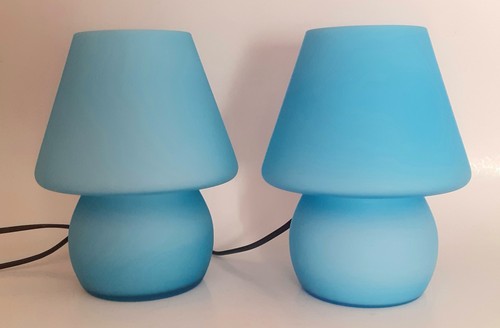 Pair blue mushroom murano - mushroom,