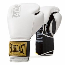 Everlast 1910 Premium Leather Boxing Gloves – White / Black – Size 12 oz – NEW