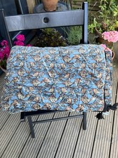Brand New Vivaraise Anae Padded Velvet Throw In Light Blue With Leaves Pattern