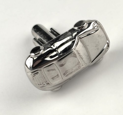 Single silver tone cufflink - silver,