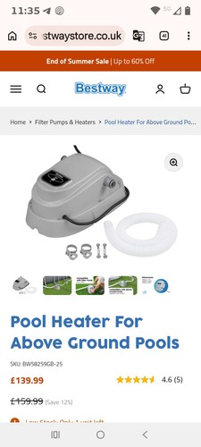 Bestway pool heater - heater, above