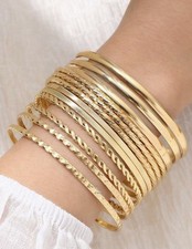 12pcs Statement Gold Bangles