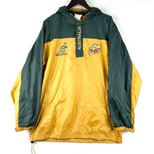 Australian Wallabies Rugby Union Windbreaker Jacket Mens XL Yellow Green Hooded