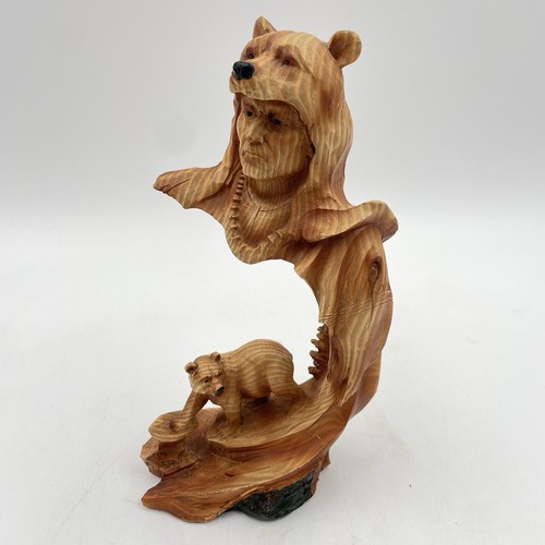 Native american and bear - american, resin