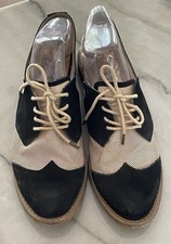 F Troupe Black And Tan Oxford Flats Mesh Size 10 Womens