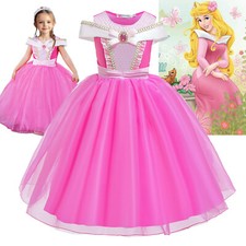 Girls Aurora Princess Costume Sleeping Beauty Fancy Dress Up Birthday Kid Outfit