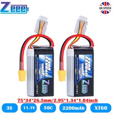 2x Zeee Short 3S Lipo Battery 11.1V 2200mAh XT60 50C for Car Airplane UAV Boat