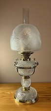 Antique Victorian Cut Glass Osler Oil Lamp - Hinks No. 1 Burner