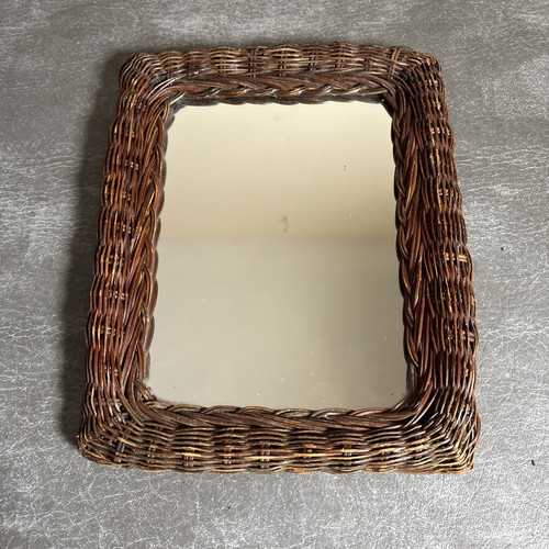 Brown wicker mirror 26cms - brown,
