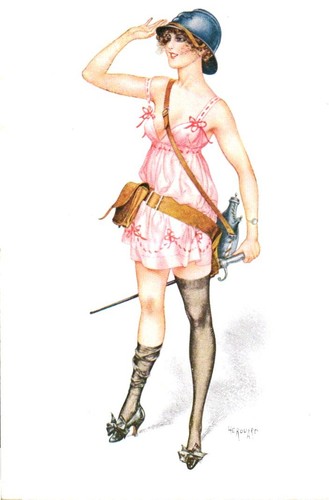 Risque erotic vintage postcard - risque,