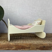 Maileg Small Off White Wooden Cradle - With Bedding Retired 2016