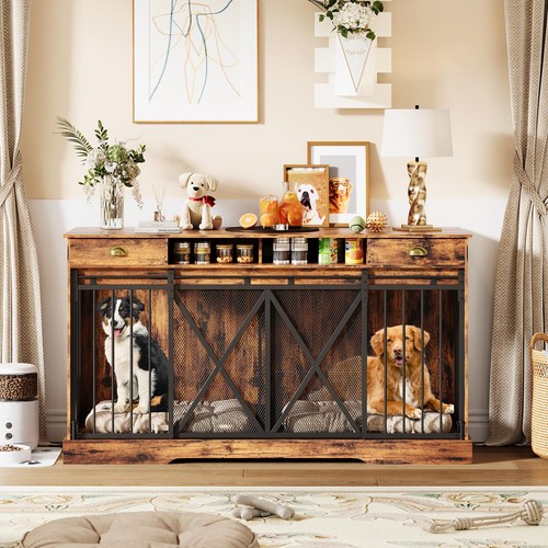 Double dog crate - crate, furniture