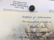 Flintlock MUSKET BALL from 1758  HMS Invincible ShipWreck With Certificate