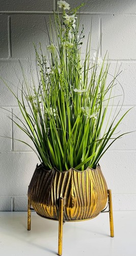 Gold plant pot - gold,