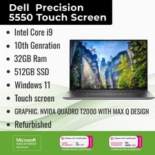 Dell Precision 5550 Laptop  15.6" i9-10th, 32GB, 512GB SSD, Touch, Windows 11