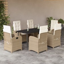 Garden Dining Set Beige Poly