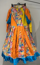 Panto Dame Dress With Hooped Underskirt - Orange/Blue/Yellow
