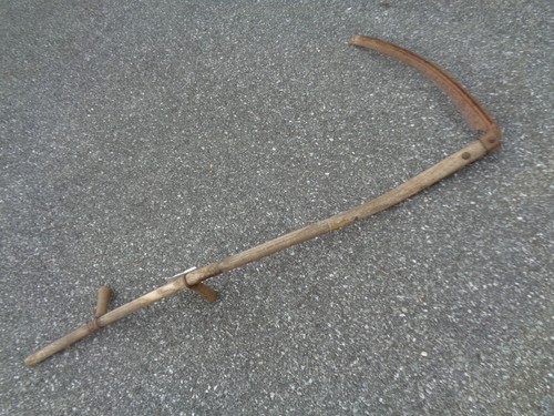 Vintage wood handle scythe - vintage,