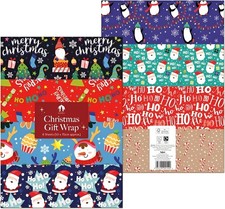 16 Sheets Xmas Gift Wrap Flat Sheets Christmas Wrapping Paper Assorted 50 x 70cm