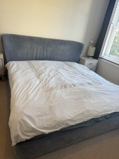 Loaf Superking Smoke Bed in Winter Sky Clever Velvet fits 180cm x 200cm mattress