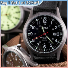 Men's Wrist Watches Military Leather Date Quartz Analog Army Casual Dress
