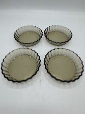 Arcopal Glass Small Tartlet Dishes Smoked Glass 4” Mini Quiche Dishes France X4