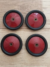 Meccano 4 X #187 Black/Red 1945-57 Metal Road Wheels With Boss GC