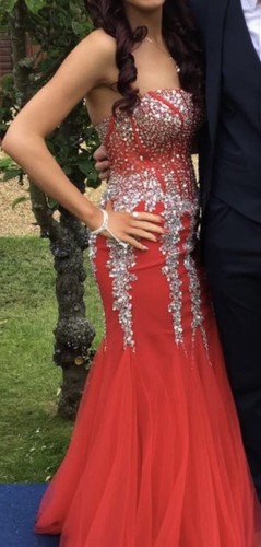 Illusion prom dress - prom, red