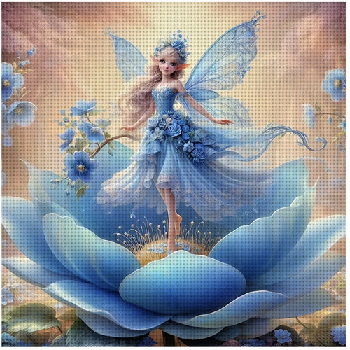 Blue flower angel printed - angel,
