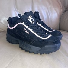 Fila Disruptor 2 Women's Black Suede Pink UK 4 Excellent Condition Hardly Worn